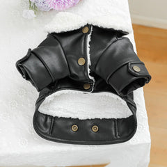 Pet Leather Fur Collar Fur Coat - PeticaDeals