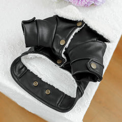 Pet Leather Fur Collar Fur Coat - PeticaDeals