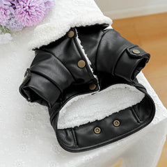 Pet Leather Fur Collar Fur Coat - PeticaDeals