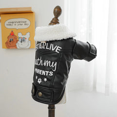 Pet Leather Fur Collar Fur Coat - PeticaDeals