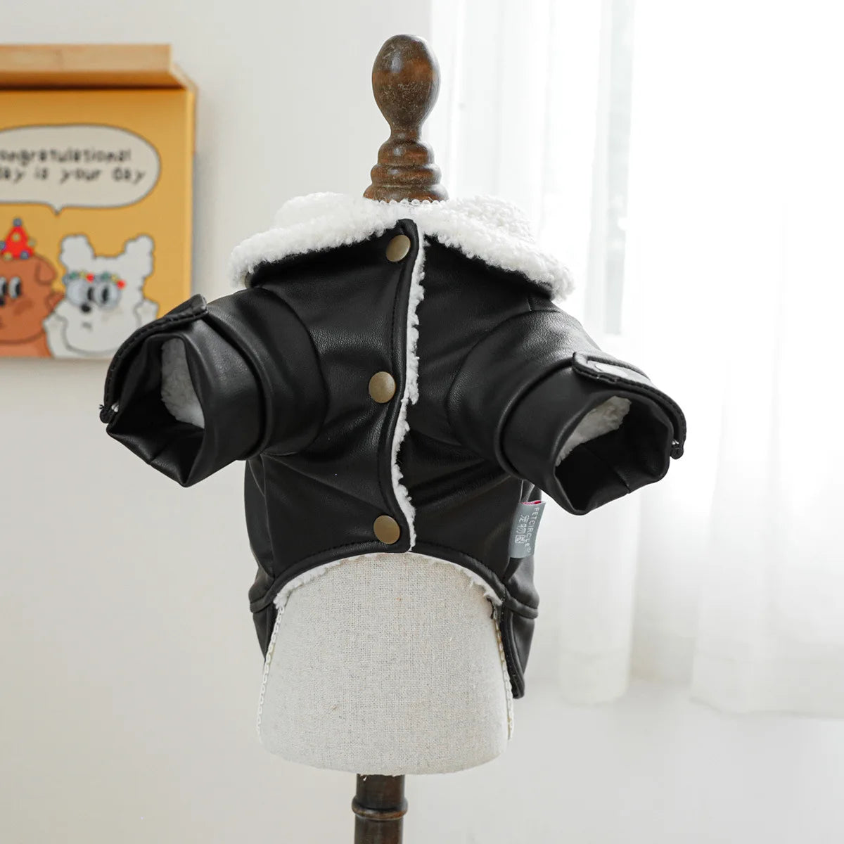 Pet Leather Fur Collar Fur Coat - PeticaDeals
