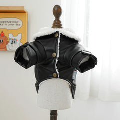 Pet Leather Fur Collar Fur Coat - PeticaDeals