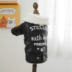 Pet Leather Fur Collar Fur Coat - PeticaDeals