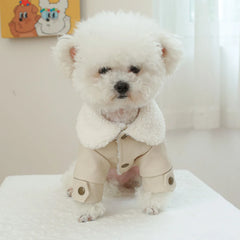 Pet Leather Fur Collar Fur Coat - PeticaDeals