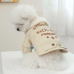 Pet Leather Fur Collar Fur Coat - PeticaDeals