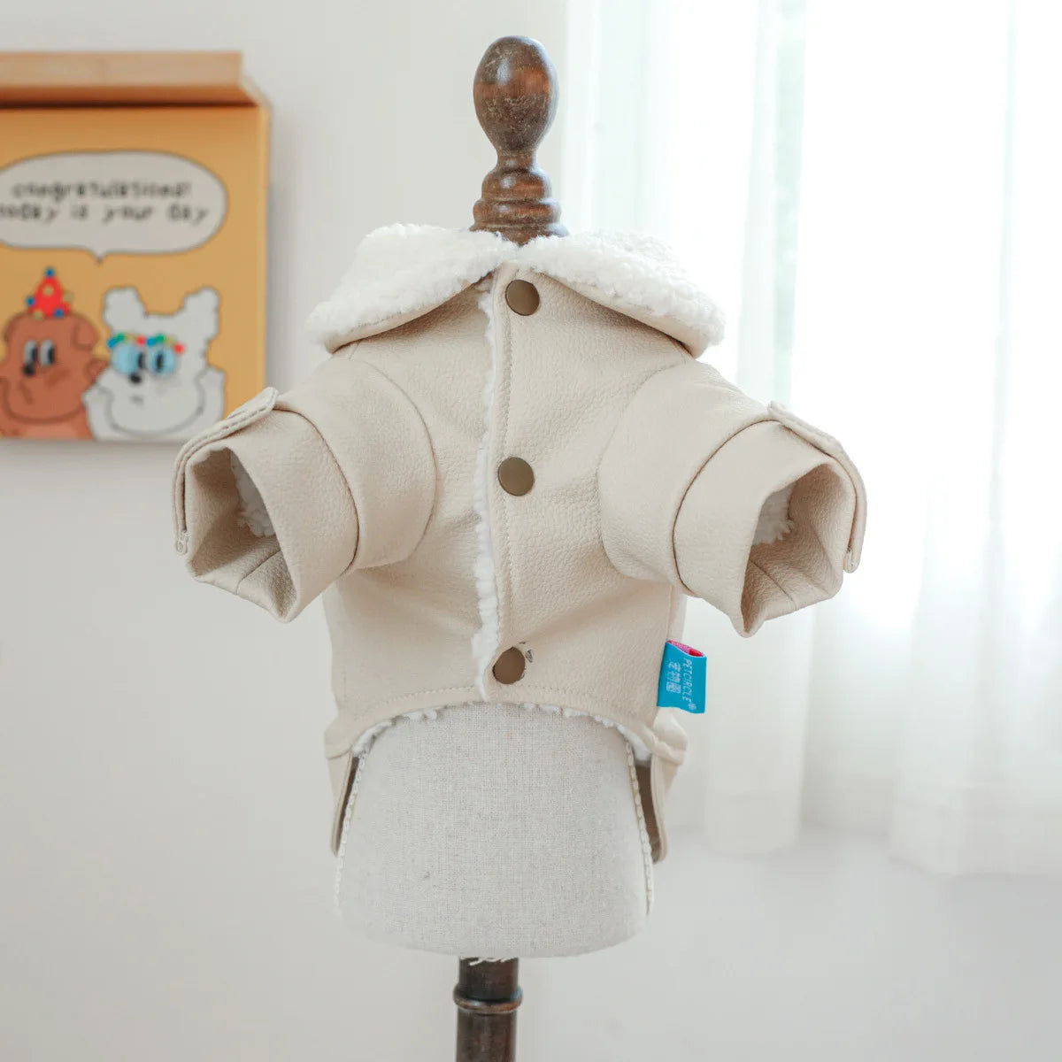 Pet Leather Fur Collar Fur Coat - PeticaDeals
