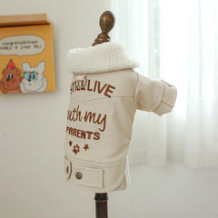 Pet Leather Fur Collar Fur Coat - PeticaDeals