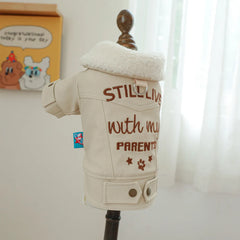 Pet Leather Fur Collar Fur Coat - PeticaDeals