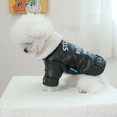 Pet Leather Fur Collar Fur Coat - PeticaDeals