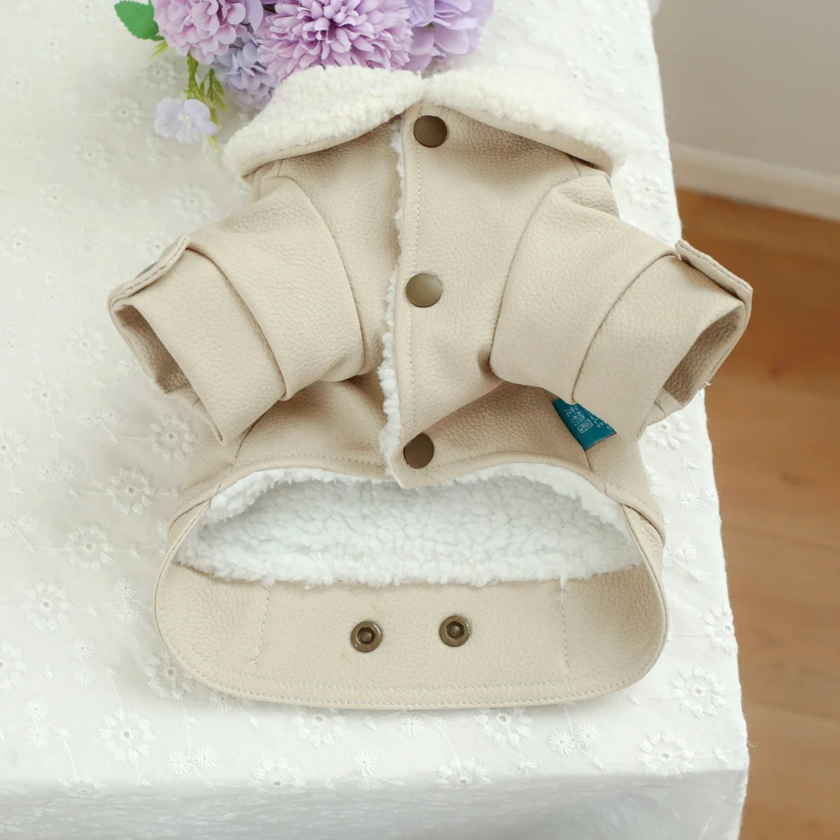 Pet Leather Fur Collar Fur Coat - PeticaDeals
