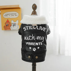 Pet Leather Fur Collar Fur Coat - PeticaDeals