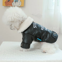 Pet Leather Fur Collar Fur Coat - PeticaDeals