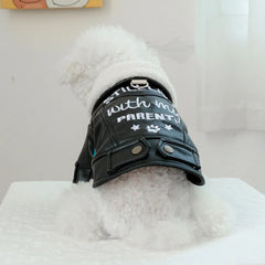 Pet Leather Fur Collar Fur Coat - PeticaDeals