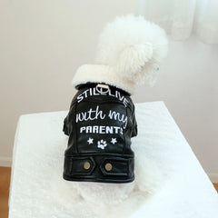 Pet Leather Fur Collar Fur Coat - PeticaDeals