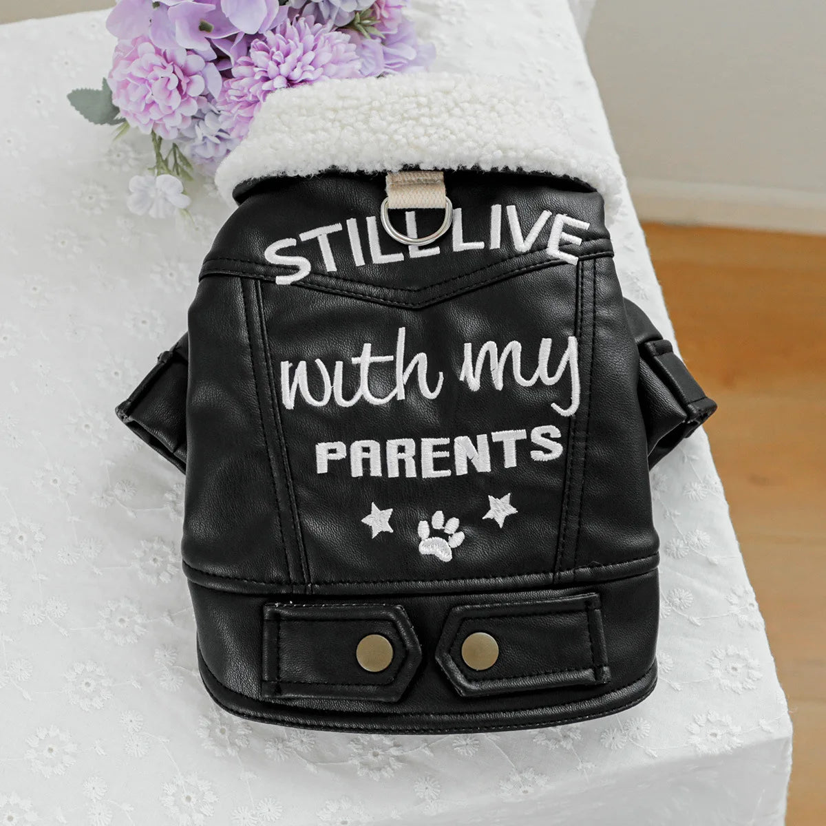 Pet Leather Fur Collar Fur Coat - PeticaDeals