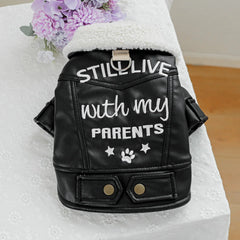 Pet Leather Fur Collar Fur Coat - PeticaDeals