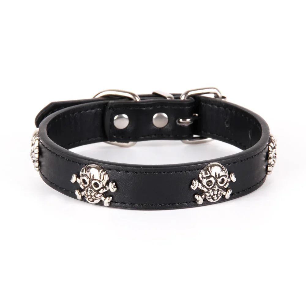 Pet Leather Skull Dog Collar Cat - PeticaDeals

