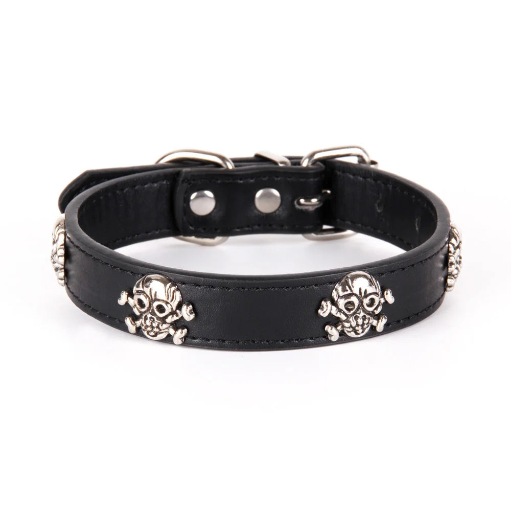 Pet Leather Skull Dog Collar Cat - PeticaDeals