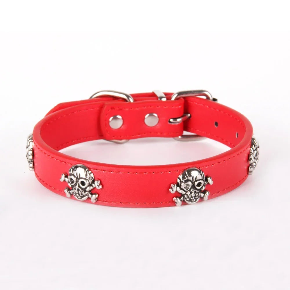 Pet Leather Skull Dog Collar Cat - PeticaDeals