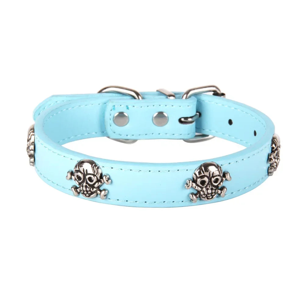 Pet Leather Skull Dog Collar Cat - PeticaDeals