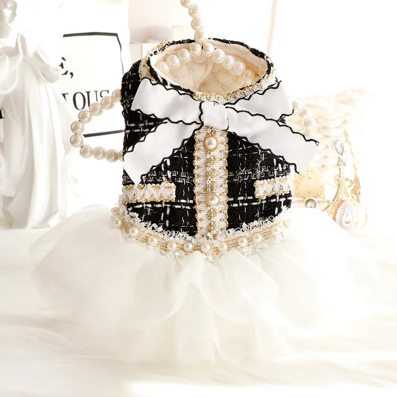 Pet Patchwork Mesh Dress Autumn Winter - PeticaDeals