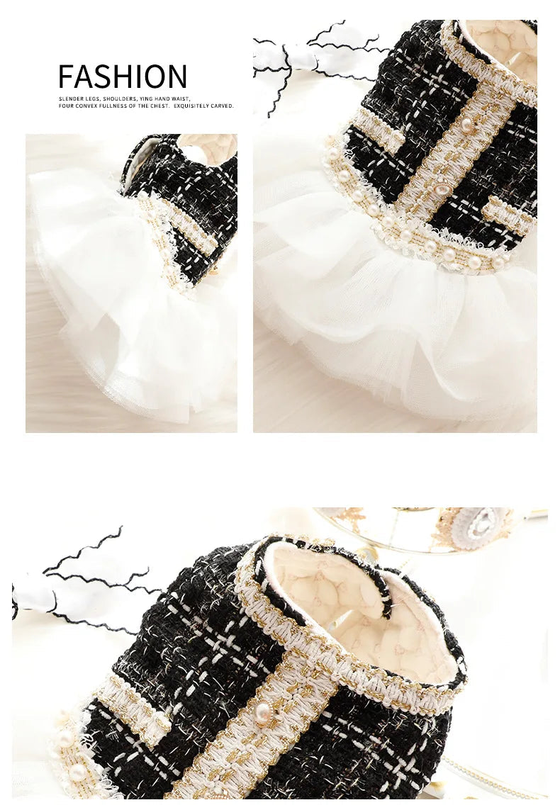 Pet Patchwork Mesh Dress Autumn Winter - PeticaDeals