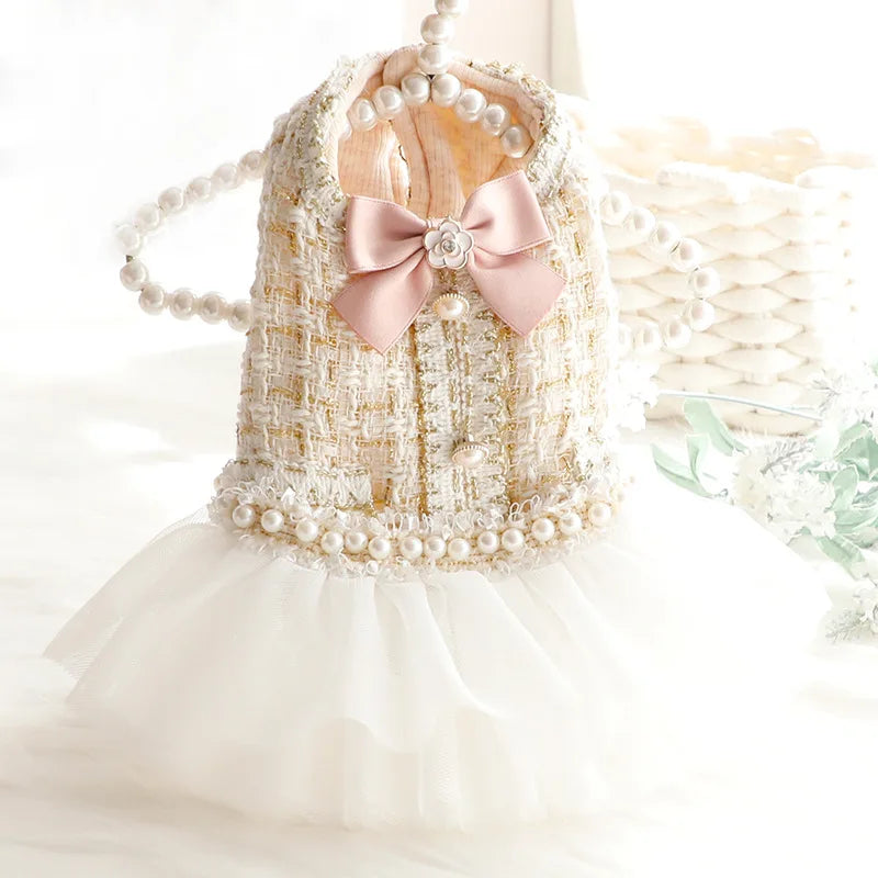 Pet Patchwork Mesh Dress Autumn Winter - PeticaDeals