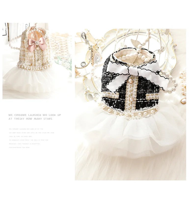 Pet Patchwork Mesh Dress Autumn Winter - PeticaDeals