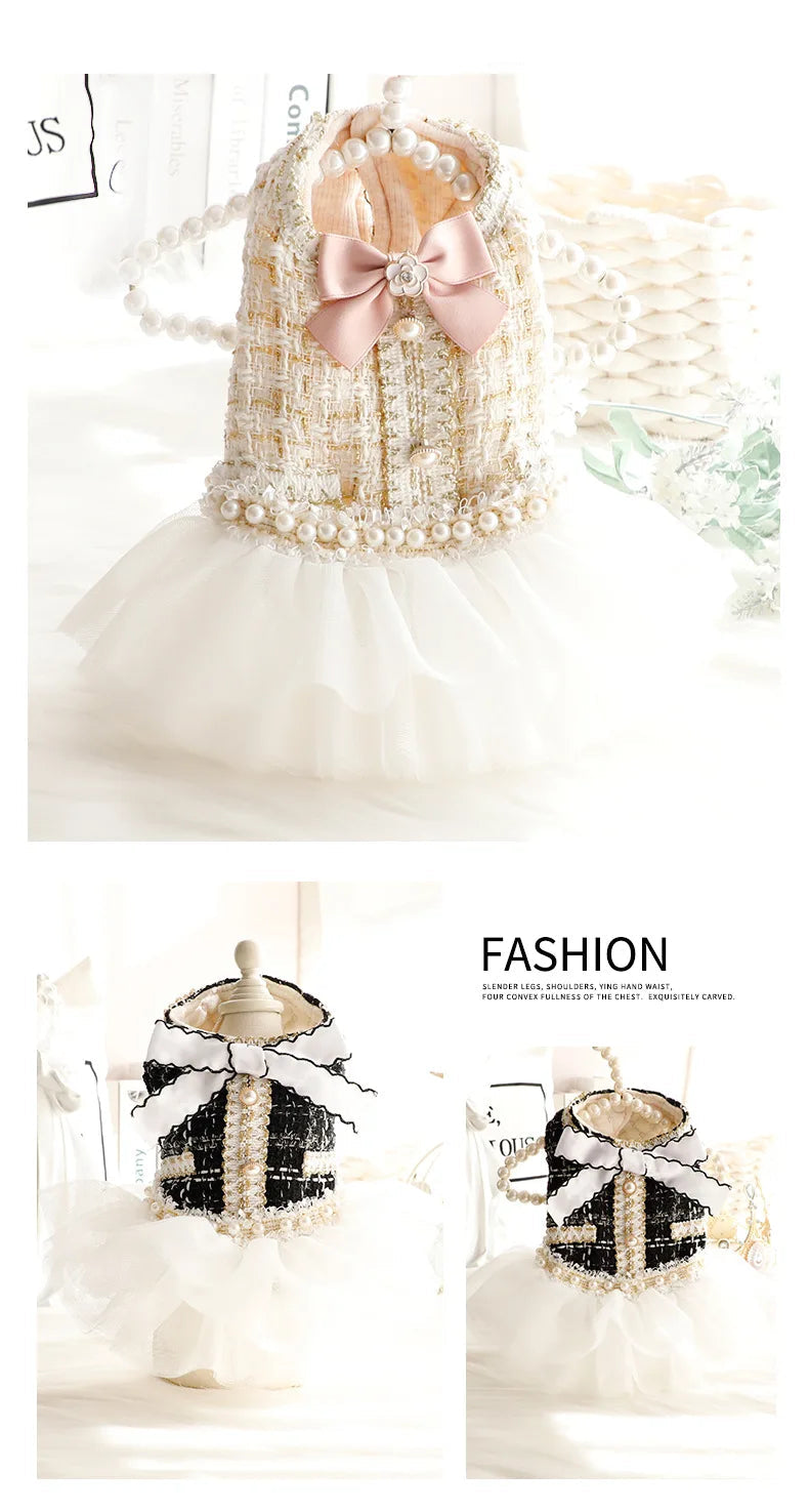Pet Patchwork Mesh Dress Autumn Winter - PeticaDeals