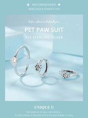 Pet Paw Print Rings Earrings Sets Cute Cat Dog for Women Girls - PeticaDeals