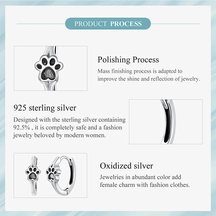 Pet Paw Print Rings Earrings Sets Cute Cat Dog for Women Girls - PeticaDeals