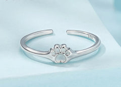 Pet Paw Print Rings Earrings Sets Cute Cat Dog for Women Girls - PeticaDeals