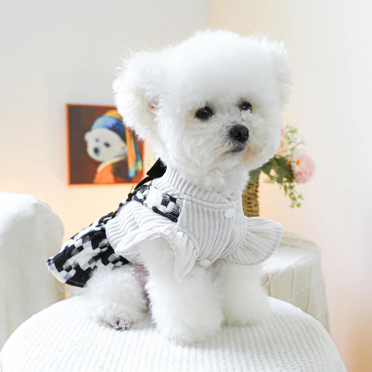 Pet Plaid Bow Montage Two-piece Dress - PeticaDeals