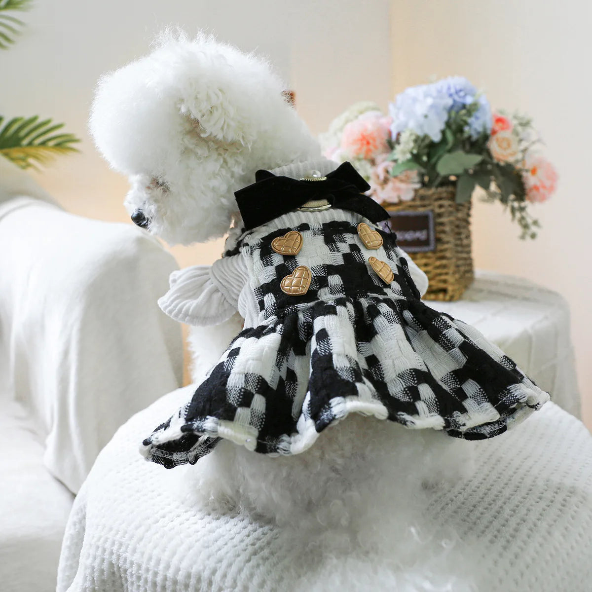 Pet Plaid Bow Montage Two-piece Dress - PeticaDeals