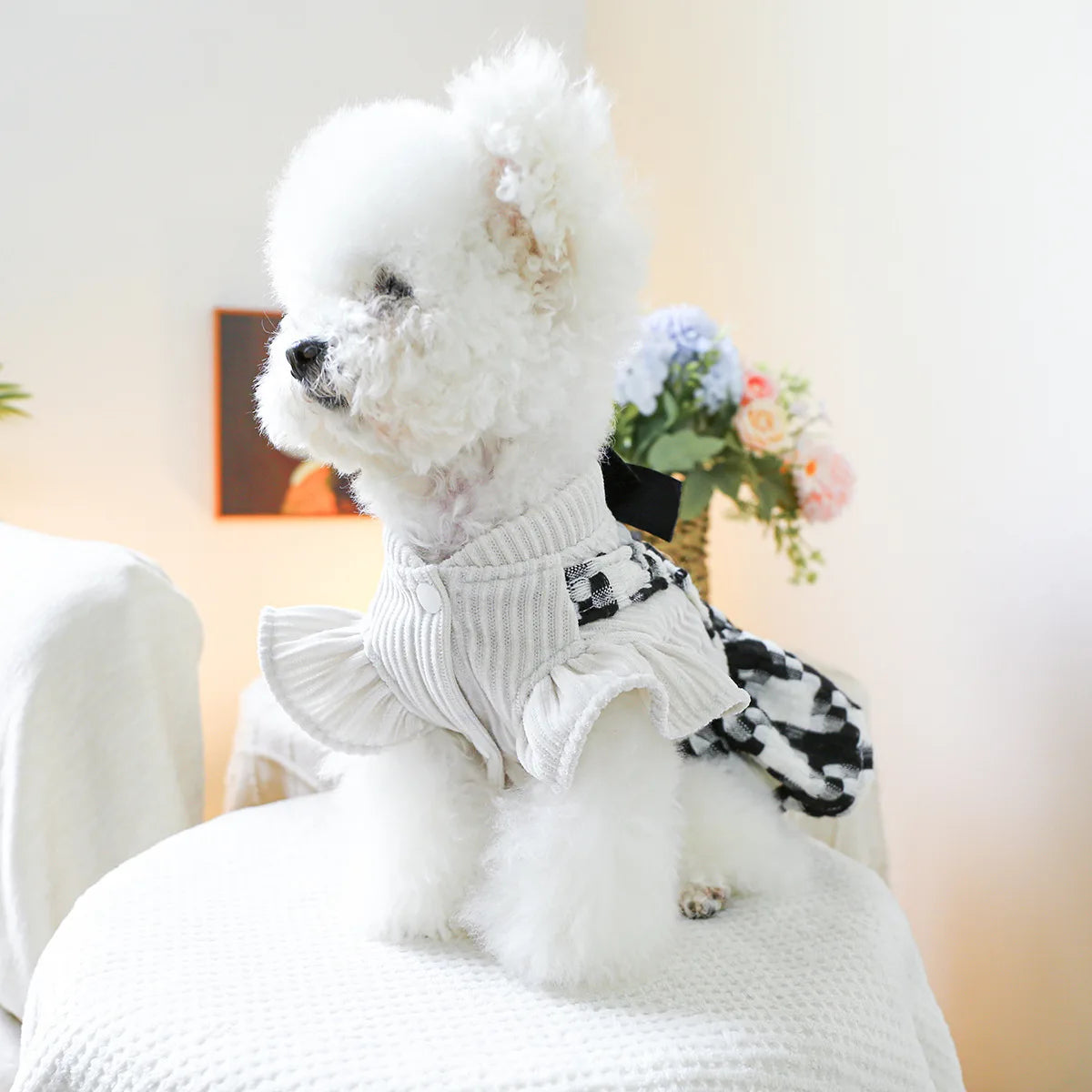 Pet Plaid Bow Montage Two-piece Dress - PeticaDeals