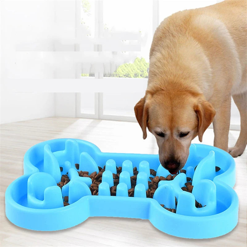 Pet Slow Food Bowl Silicone Bone-Shaped Anti-Skid Dog - PeticaDeals