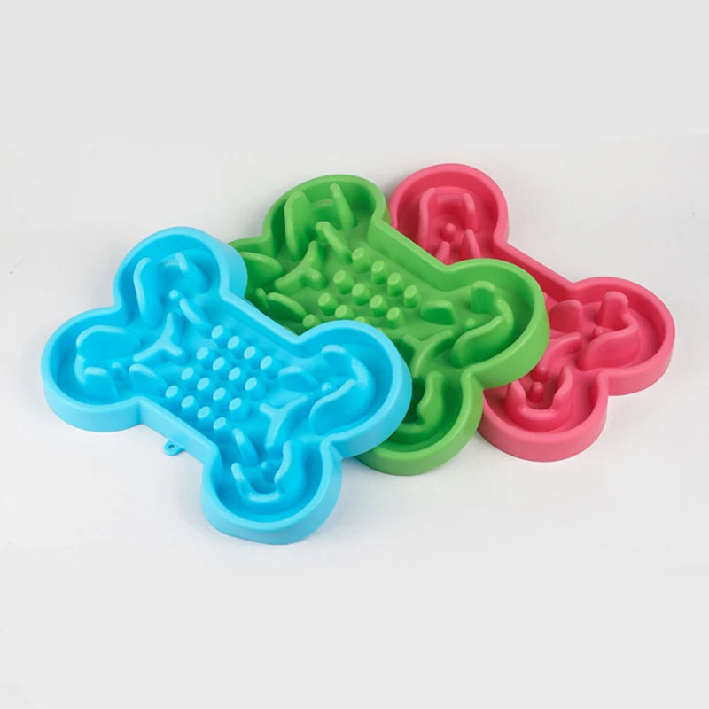 Pet Slow Food Bowl Silicone Bone-Shaped Anti-Skid Dog - PeticaDeals
