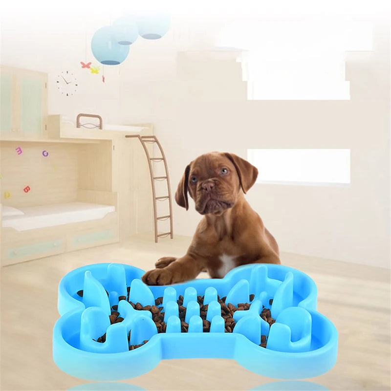 Pet Slow Food Bowl Silicone Bone-Shaped Anti-Skid Dog - PeticaDeals