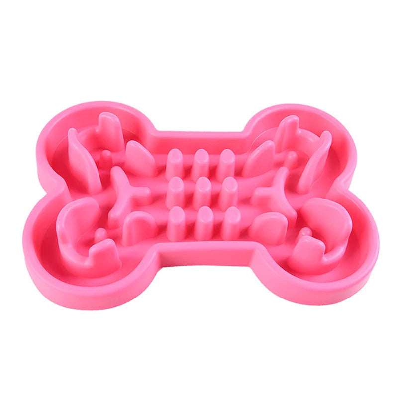Pet Slow Food Bowl Silicone Bone-Shaped Anti-Skid Dog - PeticaDeals