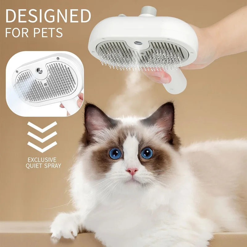 Pet Steam Brush Hair Remover Brush Multi-Function Pet Grooming - PeticaDeals