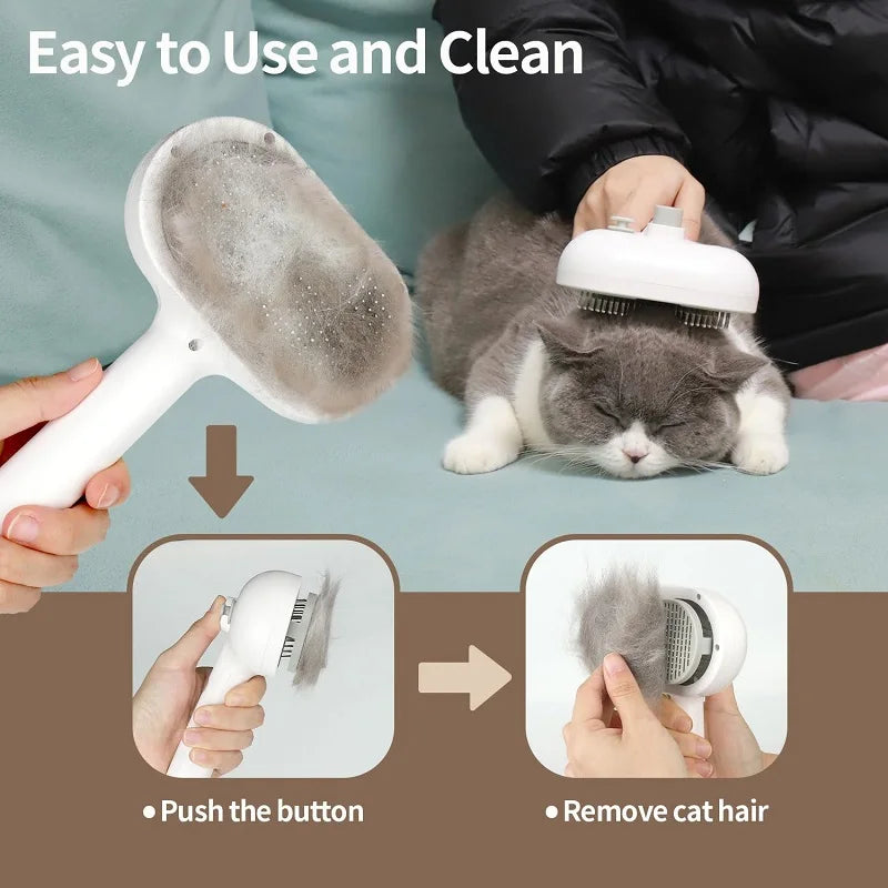 Pet Steam Brush Hair Remover Brush Multi-Function Pet Grooming - PeticaDeals