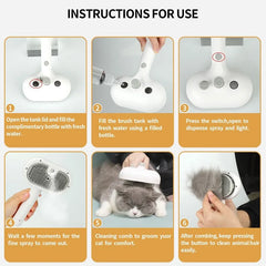 Pet Steam Brush Hair Remover Brush Multi-Function Pet Grooming - PeticaDeals