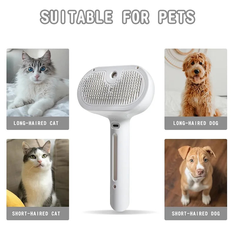 Pet Steam Brush Hair Remover Brush Multi-Function Pet Grooming - PeticaDeals