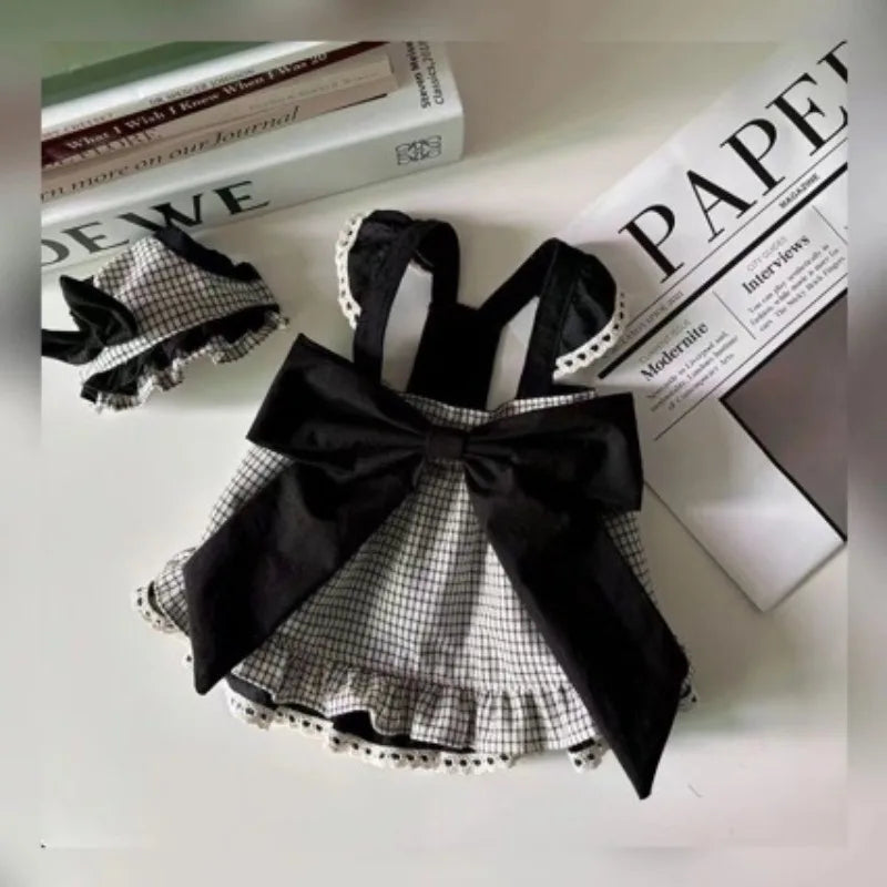 Pet Strap Bow Skirt Summer Cute Plaid Pet - PeticaDeals