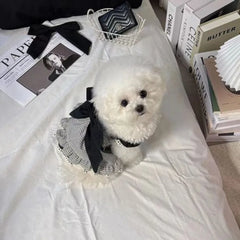 Pet Strap Bow Skirt Summer Cute Plaid Pet - PeticaDeals