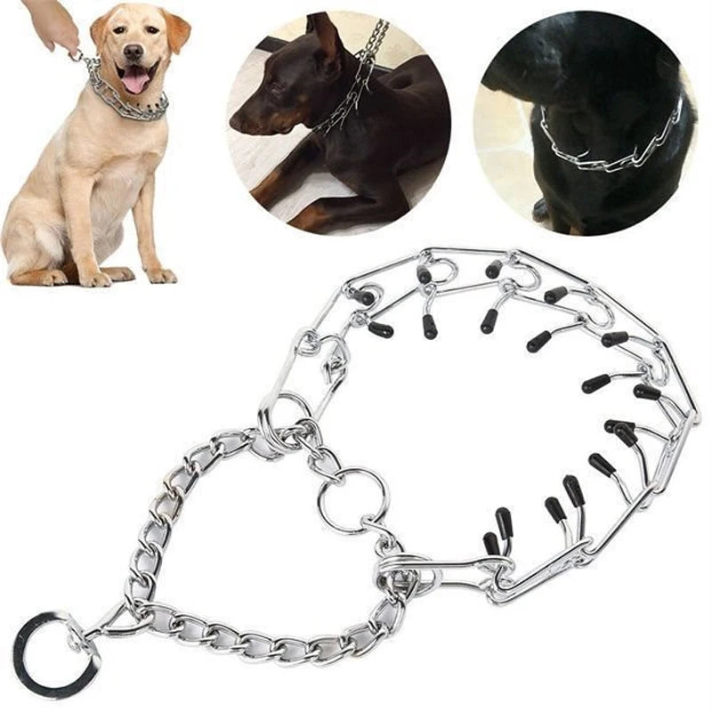 Pinch with Rubber Tips Adjustable Detachable Dog Choke Collar - PeticaDeals