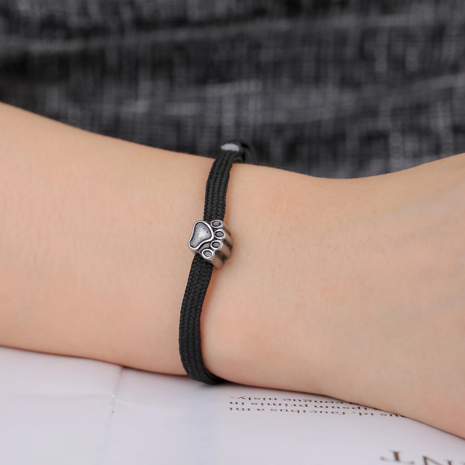 Punk Dog Pet Paws Charm Bracelet for Women & Men Adjustable Black Rope Cord Bracelets - PeticaDeals