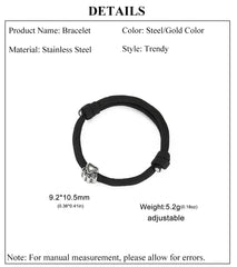 Punk Dog Pet Paws Charm Bracelet for Women & Men Adjustable Black Rope Cord Bracelets - PeticaDeals