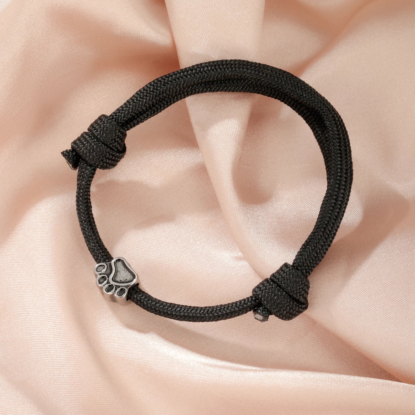 Punk Dog Pet Paws Charm Bracelet for Women & Men Adjustable Black Rope Cord Bracelets - PeticaDeals