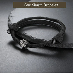 Punk Dog Pet Paws Charm Bracelet for Women & Men Adjustable Black Rope Cord Bracelets - PeticaDeals